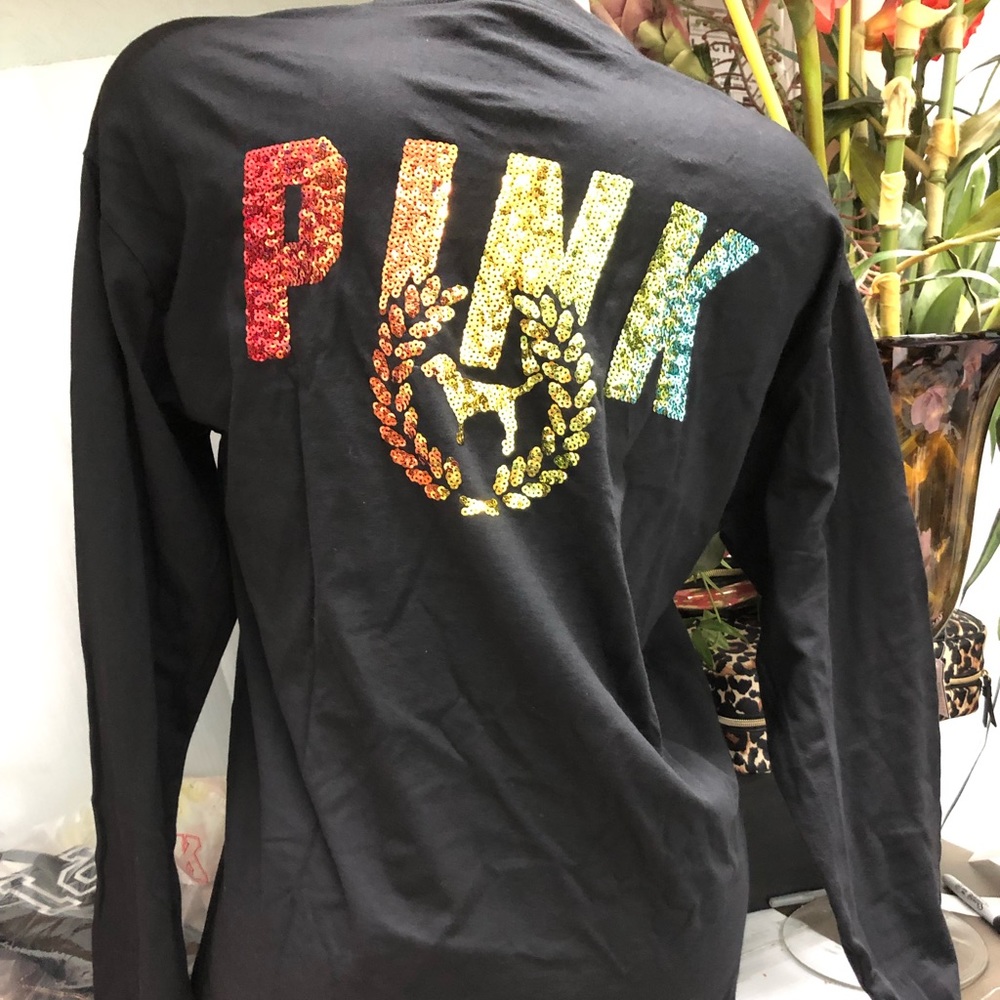 Victoria’s Secret Pink Bling Ombre Black T-shirt